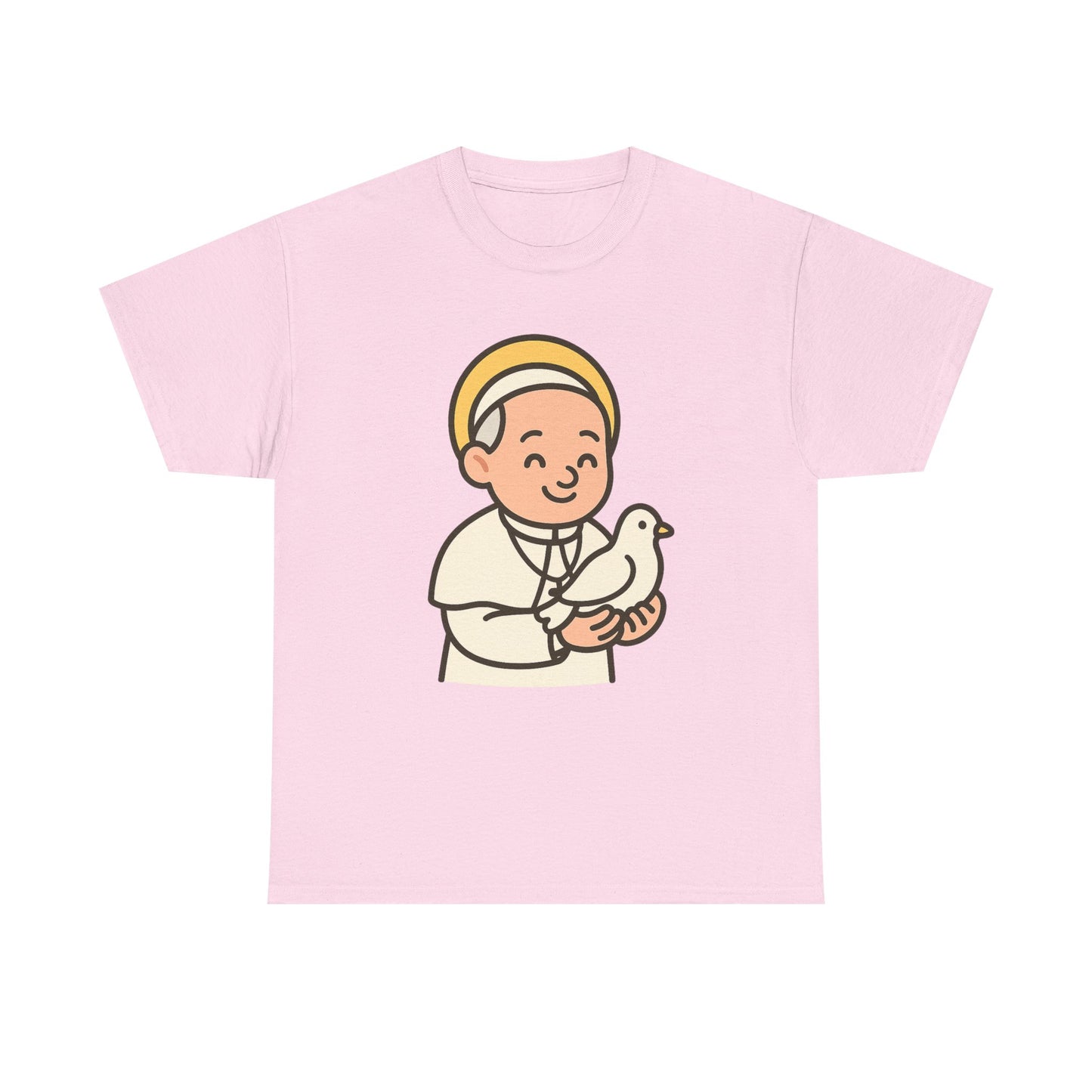 Kawaii Pope Francis with Dove Transparent Background Tribute Illustration