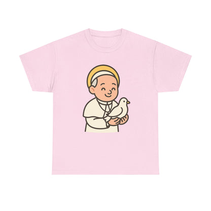 Kawaii Pope Francis with Dove Transparent Background Tribute Illustration