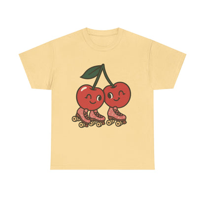 Roller Skating Cherries Italian Design Art Retro Glitter Fruit on Wheels Illustration