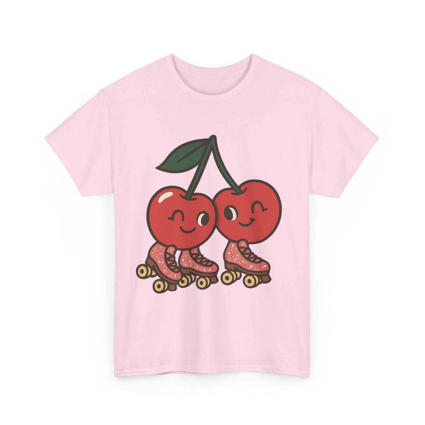 Roller Skating Cherries Italian Design Art Retro Glitter Fruit on Wheels Illustration