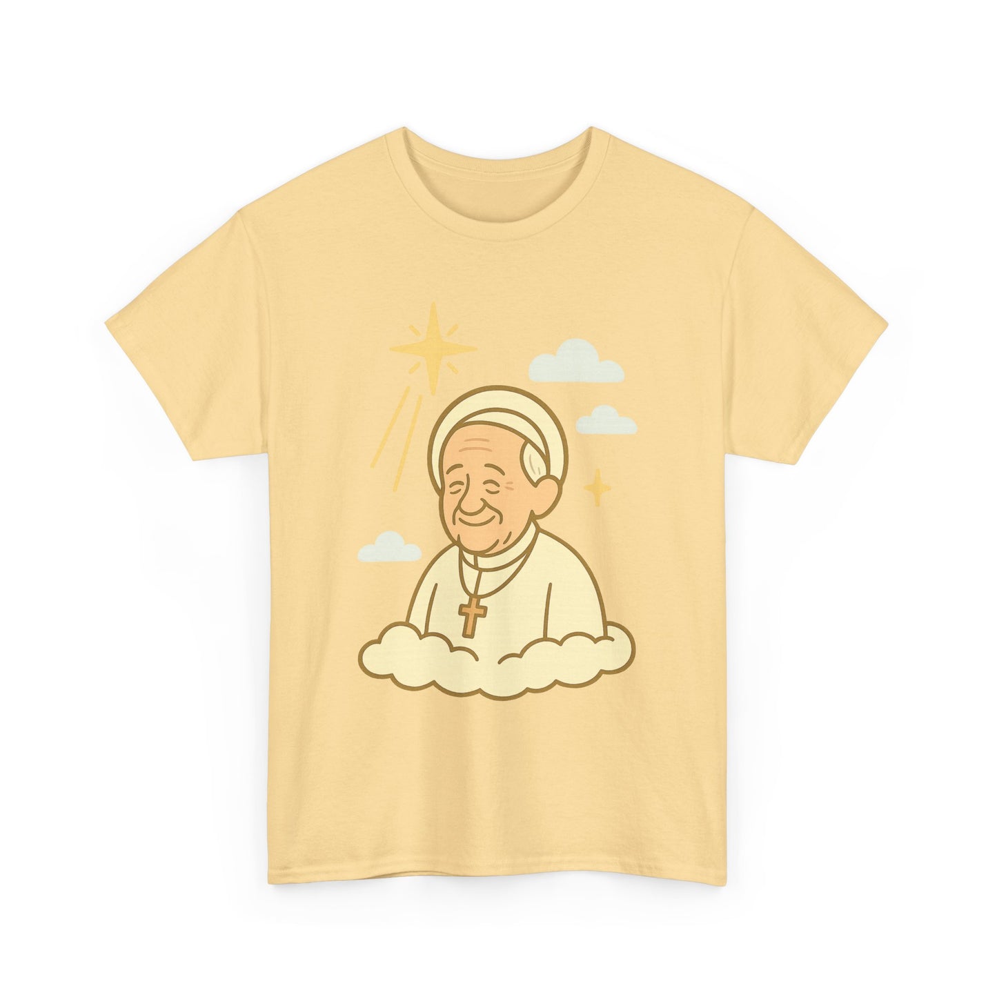 Heavenly Pope Francis in Cartoon Style | Floating Cloud Tribute Illustration