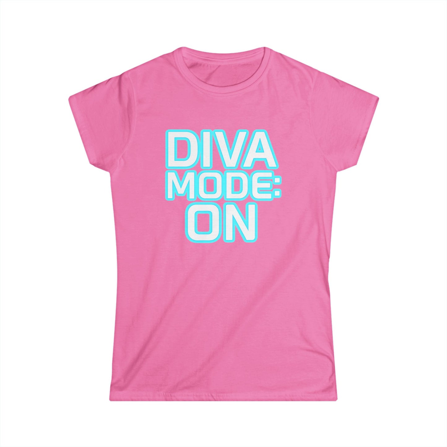 Y2K Cloth Neon T-Shirt  DIVA MODE: ON | Bold Digital Aesthetic Tee for Women | 2000s Cyber Glow Design