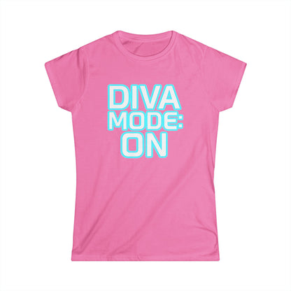 Y2K Cloth Neon T-Shirt  DIVA MODE: ON | Bold Digital Aesthetic Tee for Women | 2000s Cyber Glow Design