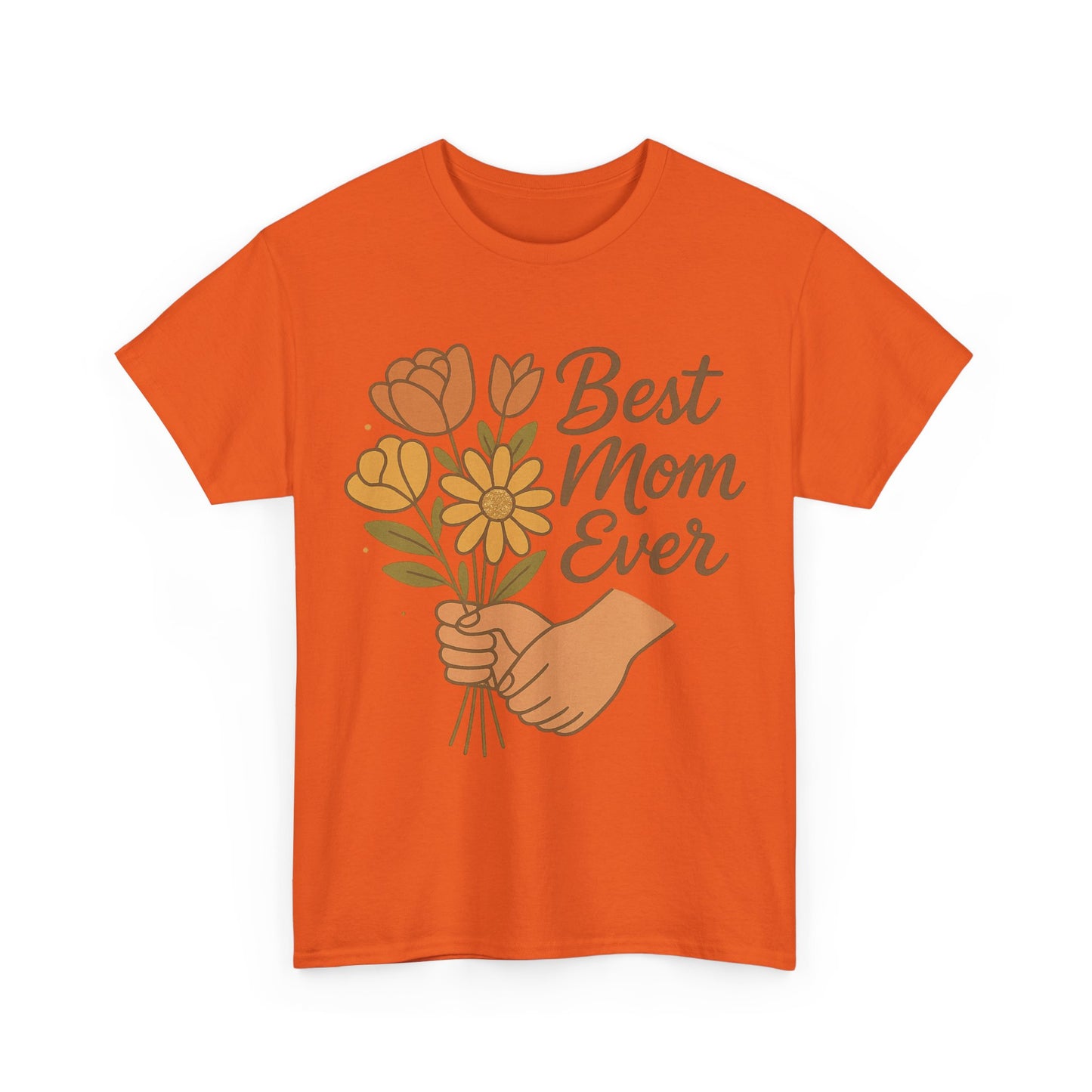 Retro Best Mom Ever Hands and Flowers Mother's Day Illustration