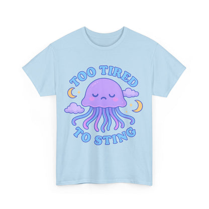 Too Tired To Sting Sleepy Jellyfish Pastel Moon Cloud T-Shirt Design