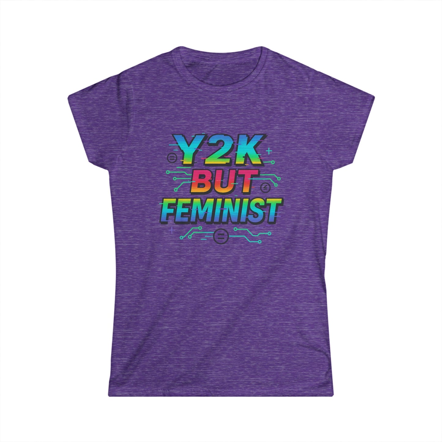 Y2K Glitch Cloth T-Shirt - Y2K BUT FEMINIST | Rainbow Tech Equality Tee | Digital Empowerment Graphic