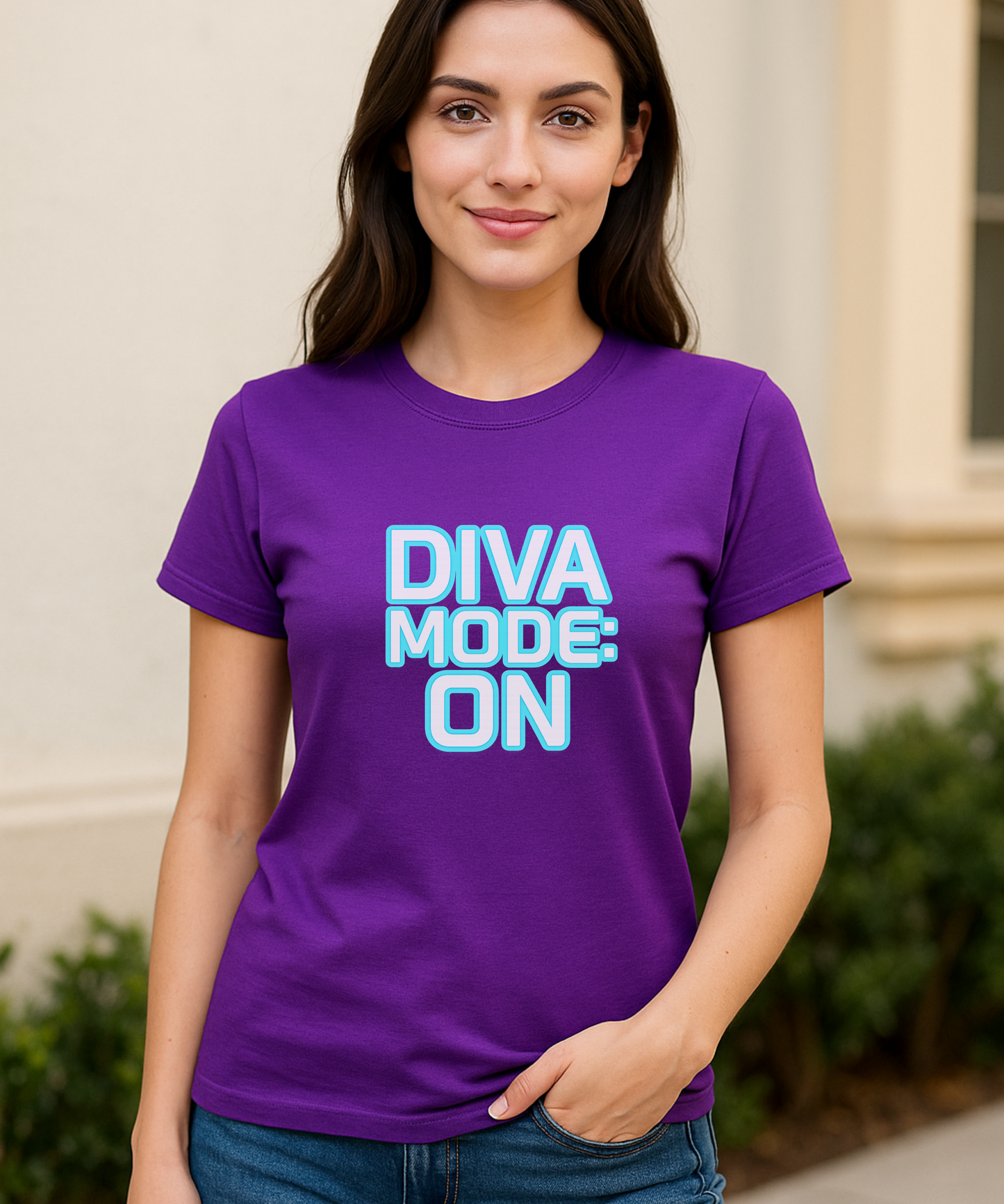 Y2K Cloth Neon T-Shirt  DIVA MODE: ON | Bold Digital Aesthetic Tee for Women | 2000s Cyber Glow Design