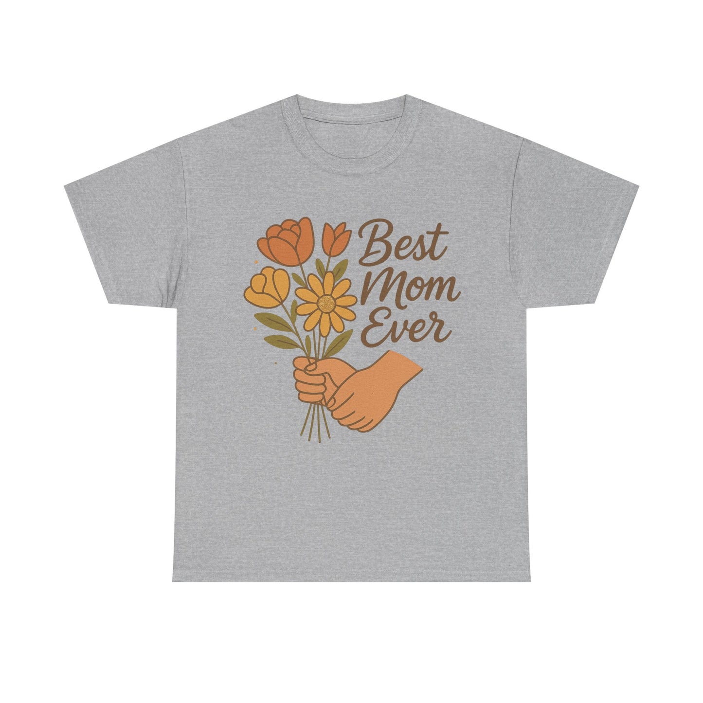 Retro Best Mom Ever Hands and Flowers Mother's Day Illustration