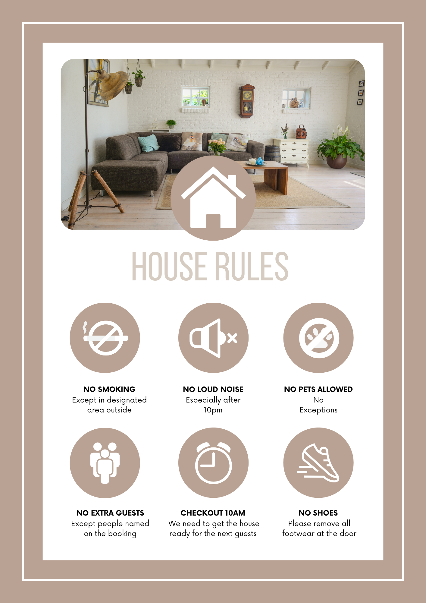 Plantilla de Canva editable de letreros imprimibles para anfitriones de Airbnb para huéspedes