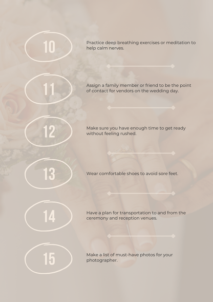 50 Essential Tips for a Stress-Free Wedding Day Canva Free Editable Template