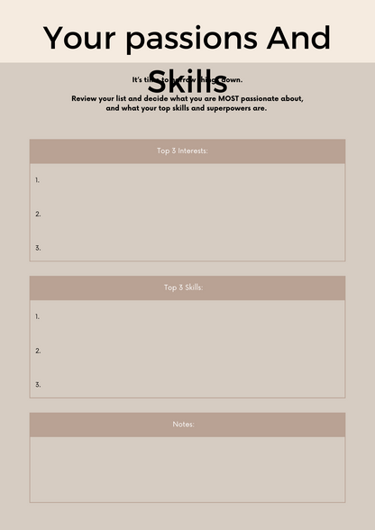 Find Your Passion Journal & Workbook  Self-Discovery Guide with Canva Editable Templates