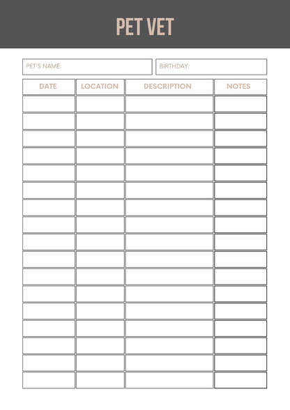 Pet Logs Bundle Editable Canva Template for Dog Owners Tracking