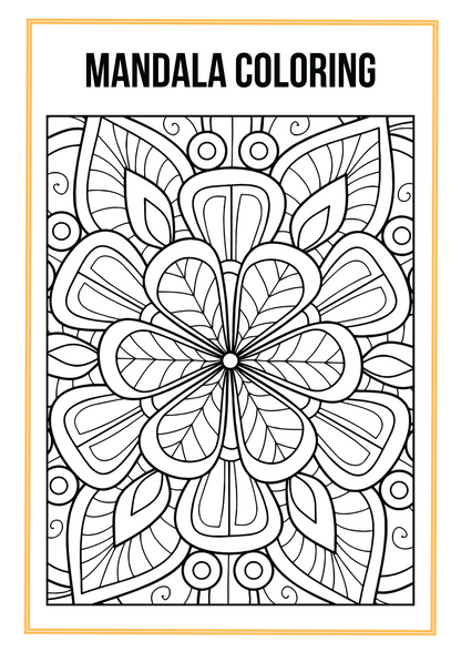 Mandala Coloring Worksheet Set Editable Canva Template for Relaxation