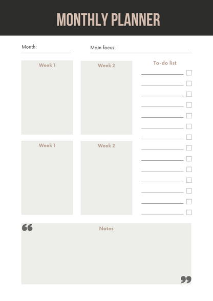 Productivity Planner Canva Free Editable Template