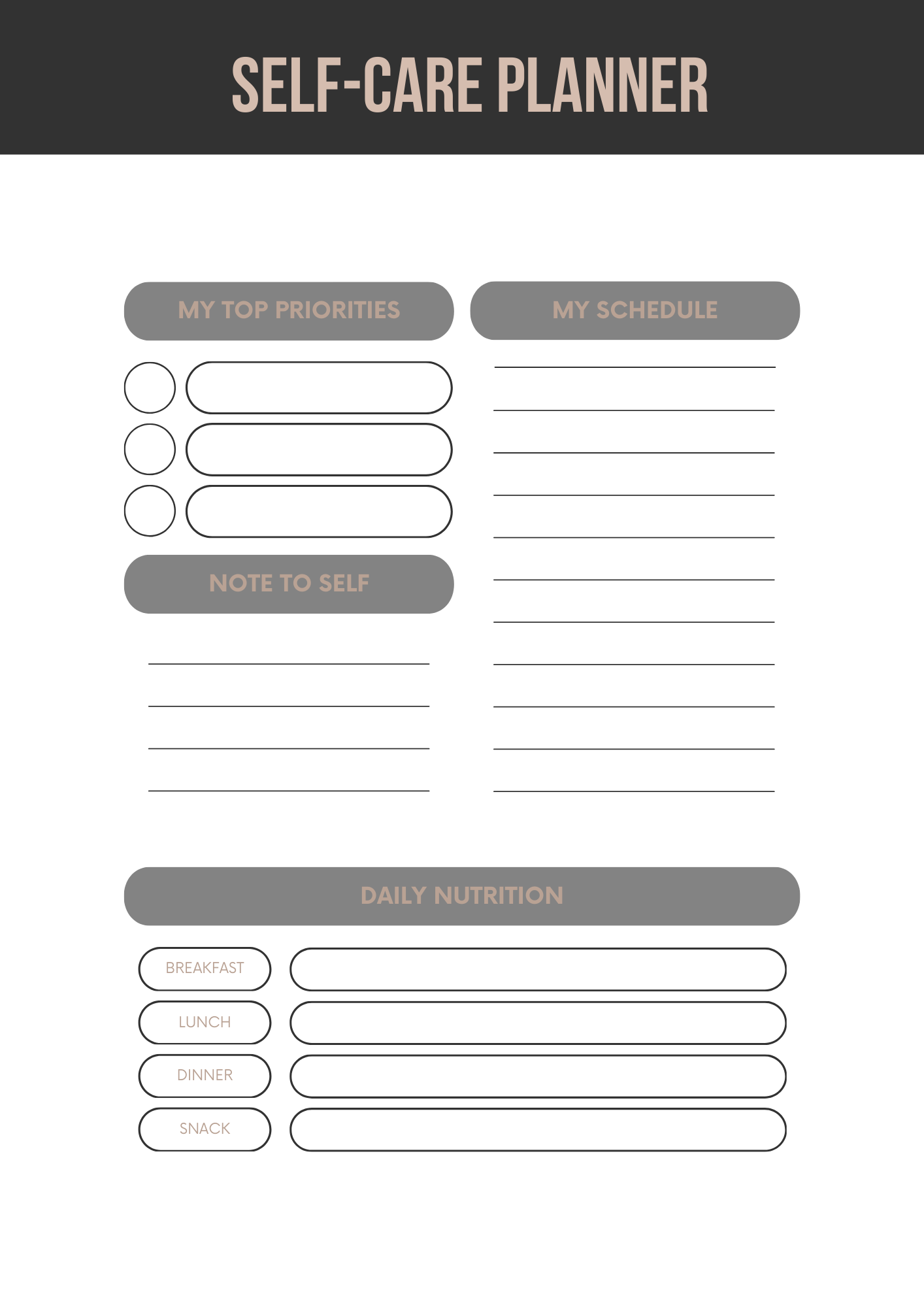 Wellness Planner Editable Canva Template for Self-Care Routine