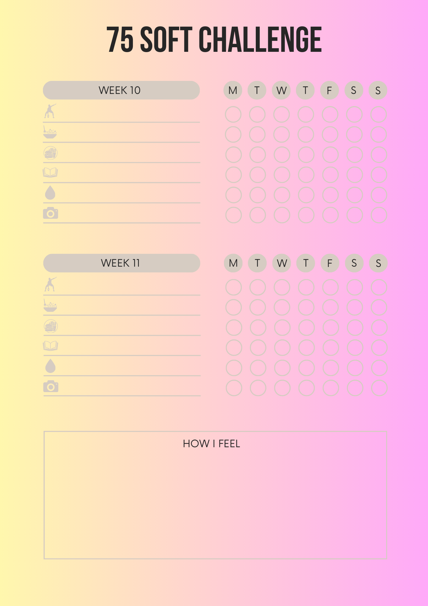 75 Soft Challenge Editable Canva Template for Health Goals Tracking