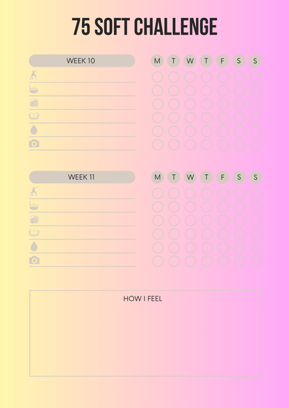 75 Soft Challenge Editable Canva Template for Health Goals Tracking