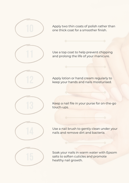 50 Tips Tricks for Nail Care Editable Canva Template Beauty Salons