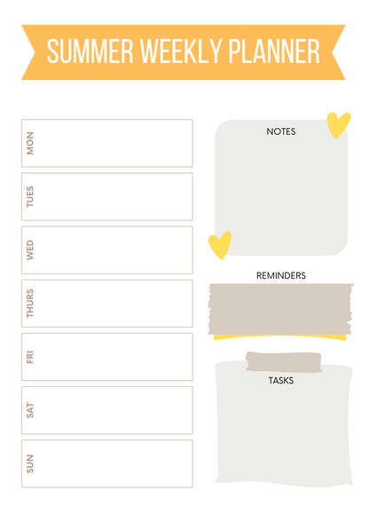 Canva Free Editable Kids Summer Planner Template