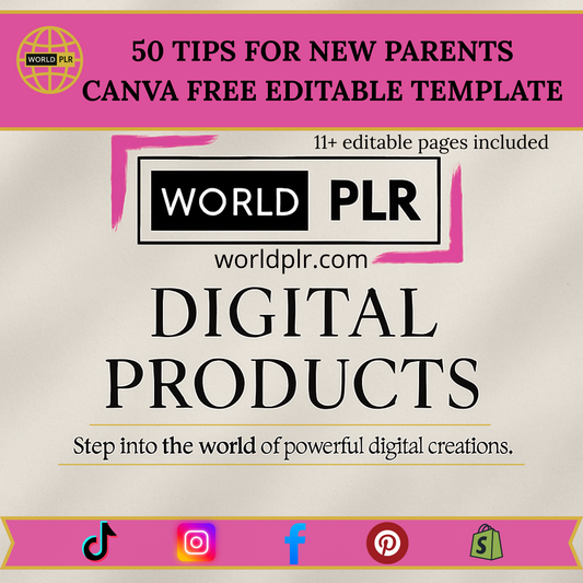 Plantilla editable gratuita de Canva: 50 consejos para nuevos padres