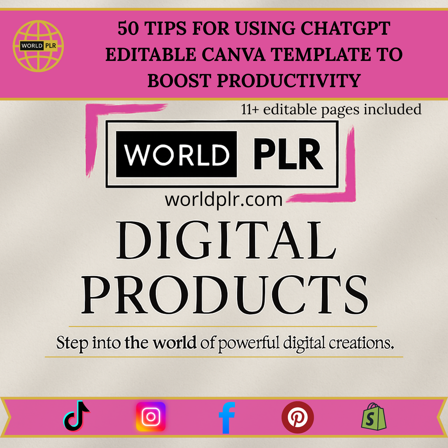 50 Tips for Using ChatGPT to Boost Productivity Editable Canva Template