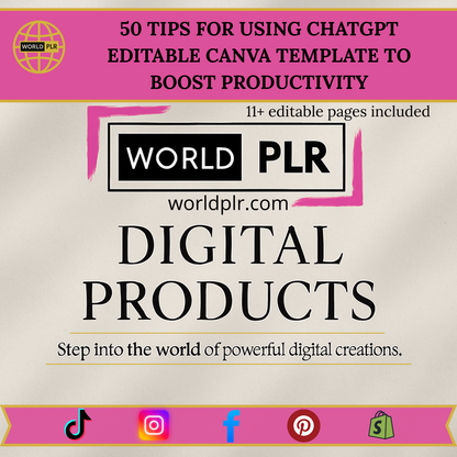50 Tips for Using ChatGPT to Boost Productivity Editable Canva Template