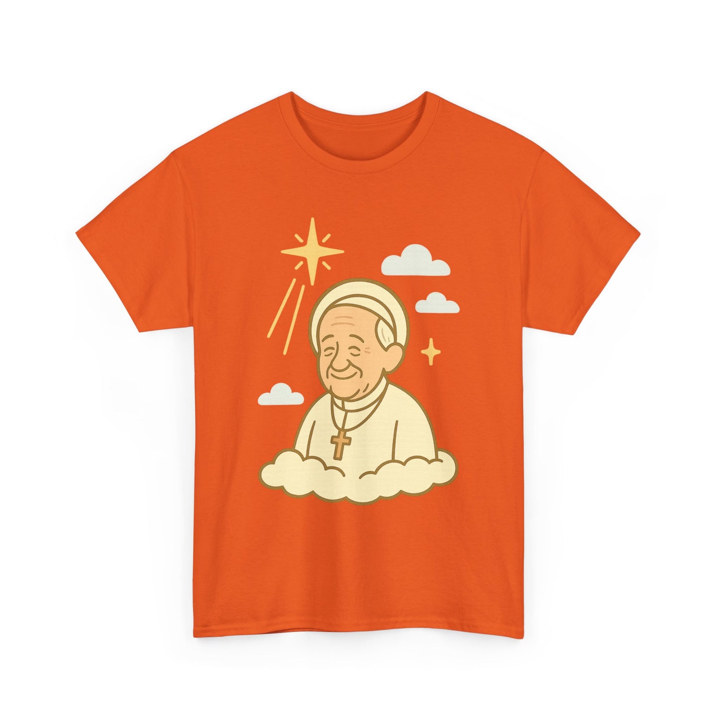 Heavenly Pope Francis in Cartoon Style | Floating Cloud Tribute Illustration