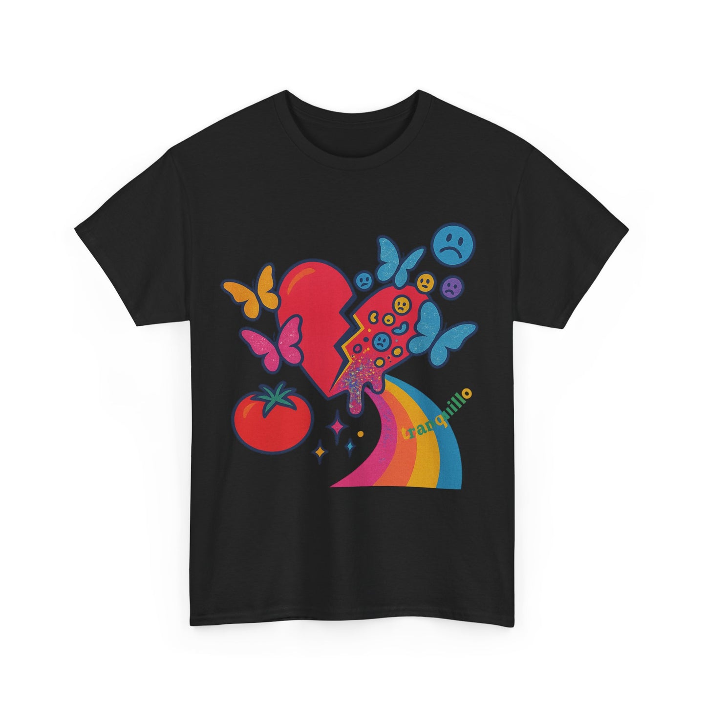 Glitch Heart with Butterflies and Emojis Pop Surreal Shisgama Art