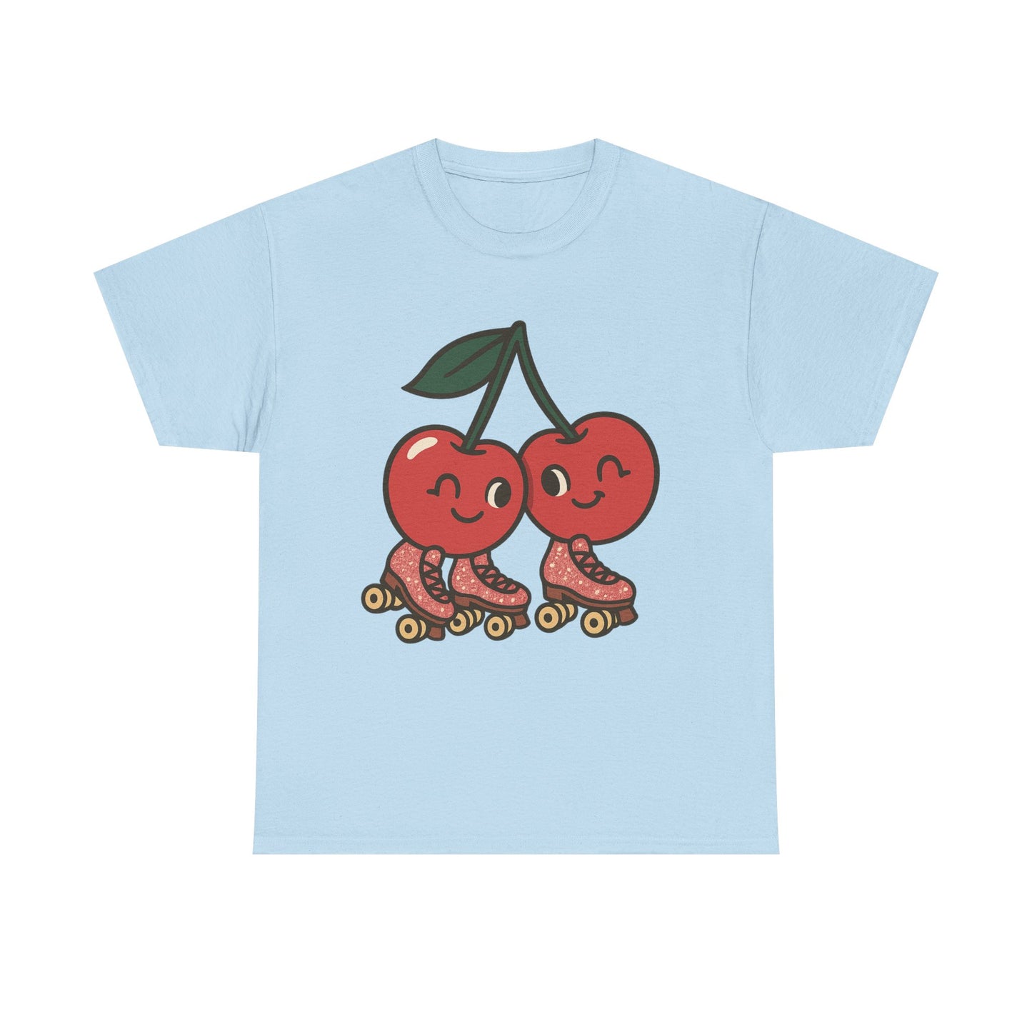 Roller Skating Cherries Italian Design Art Retro Glitter Fruit on Wheels Illustration