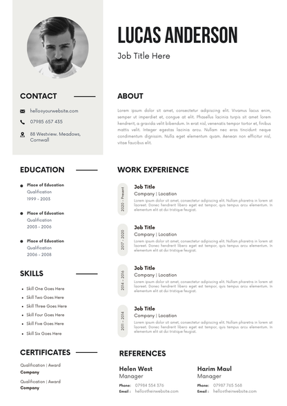 CV Templates Editable Canva Template for Professional Resumes