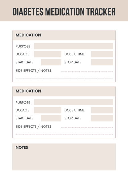 Diabetes Journal Template Daily Health Tracker for Managing Diabetes