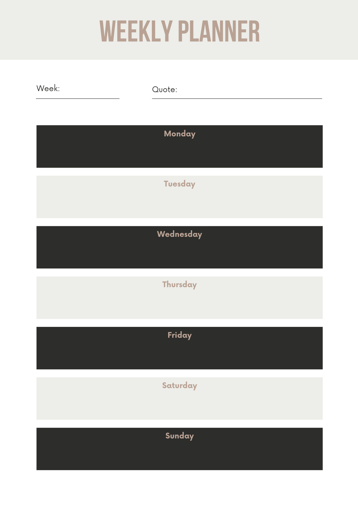 Productivity Planner Canva Free Editable Template