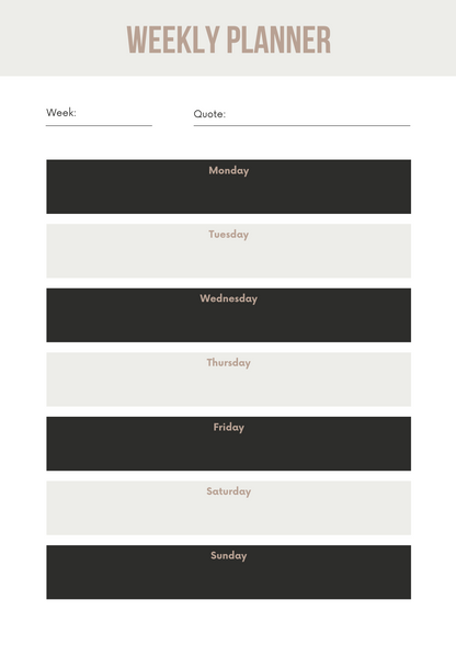 Productivity Planner Canva Free Editable Template
