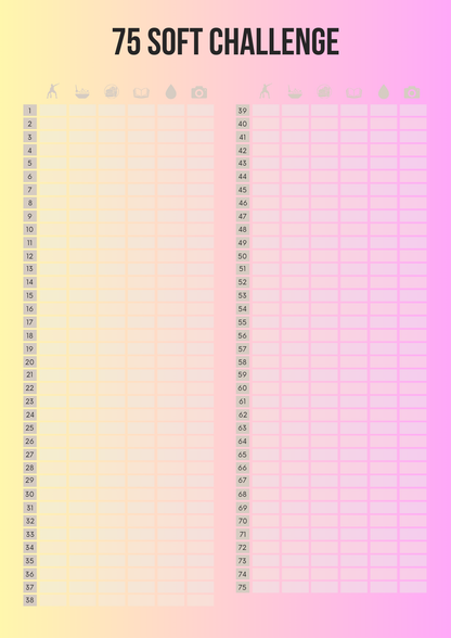 75 Soft Challenge Editable Canva Template for Health Goals Tracking