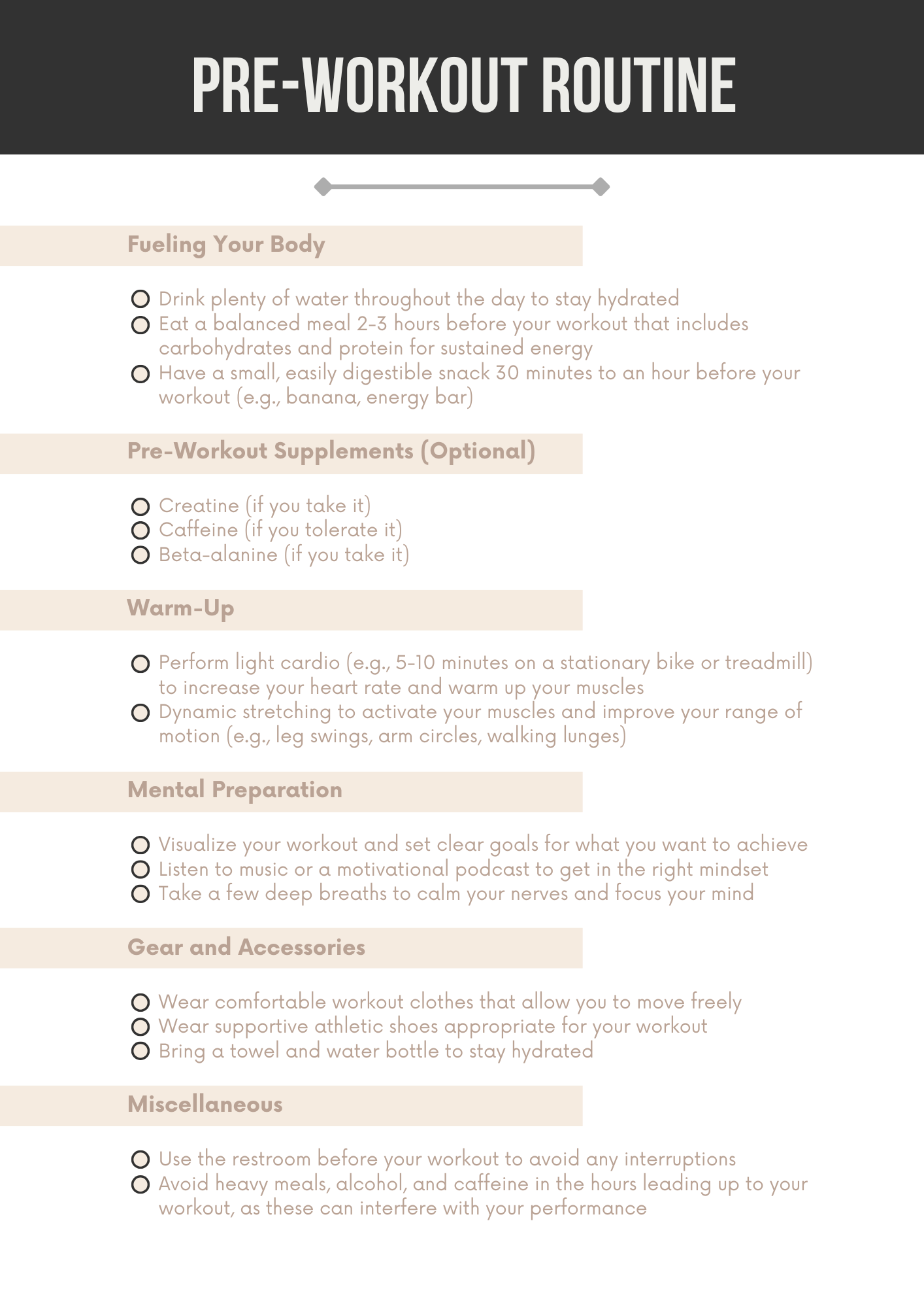 Fitness Checklists Editable Canva Template for Workout Routines