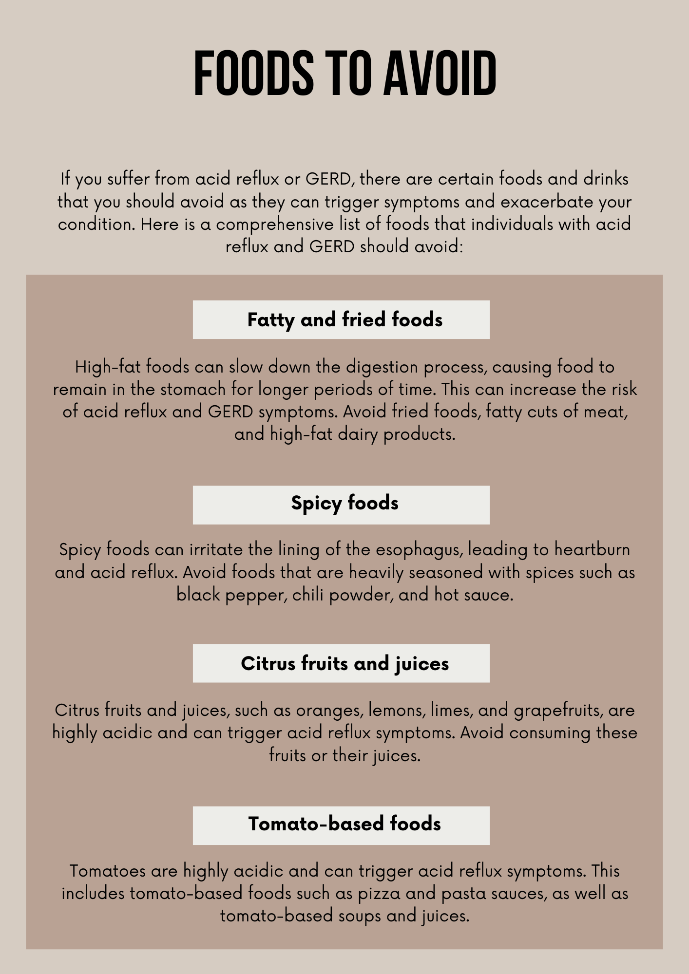 Acid Reflux Food Guide Printable Meal Plan & Nutrition Chart