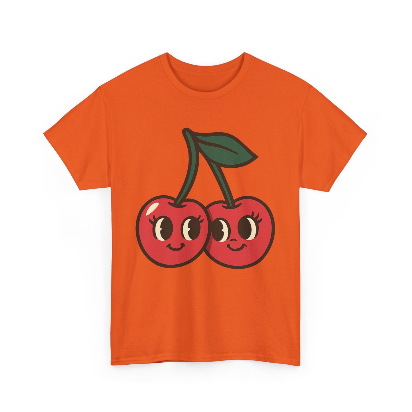 Cute Cherries Italian Design Art  Retro Cartoon Style Fruit with Eyelashes