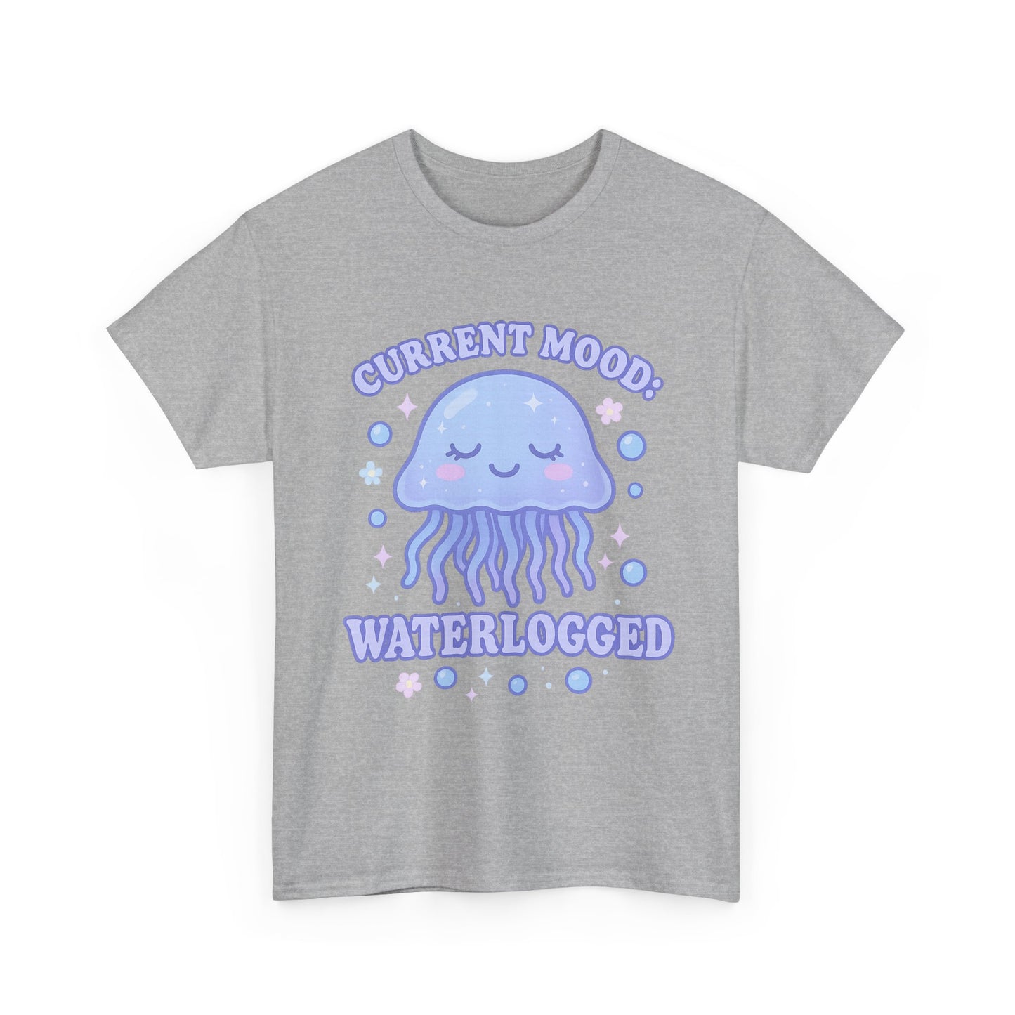 Current Mood Waterlogged Kawaii Jellyfish Pastel Bubble T-Shirt Design