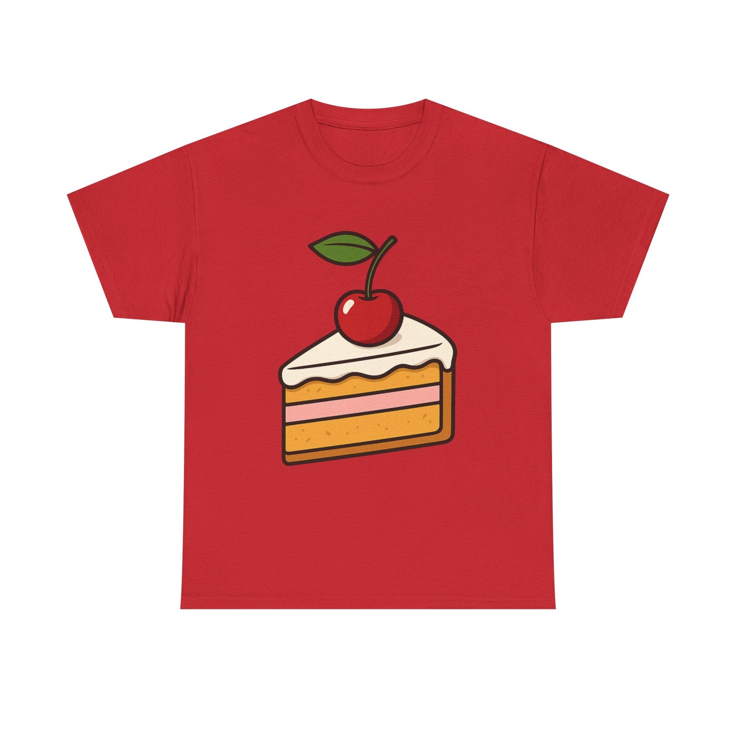 Cherry on Top Italian Design Art  Cute Cake Slice with Glossy Fruit