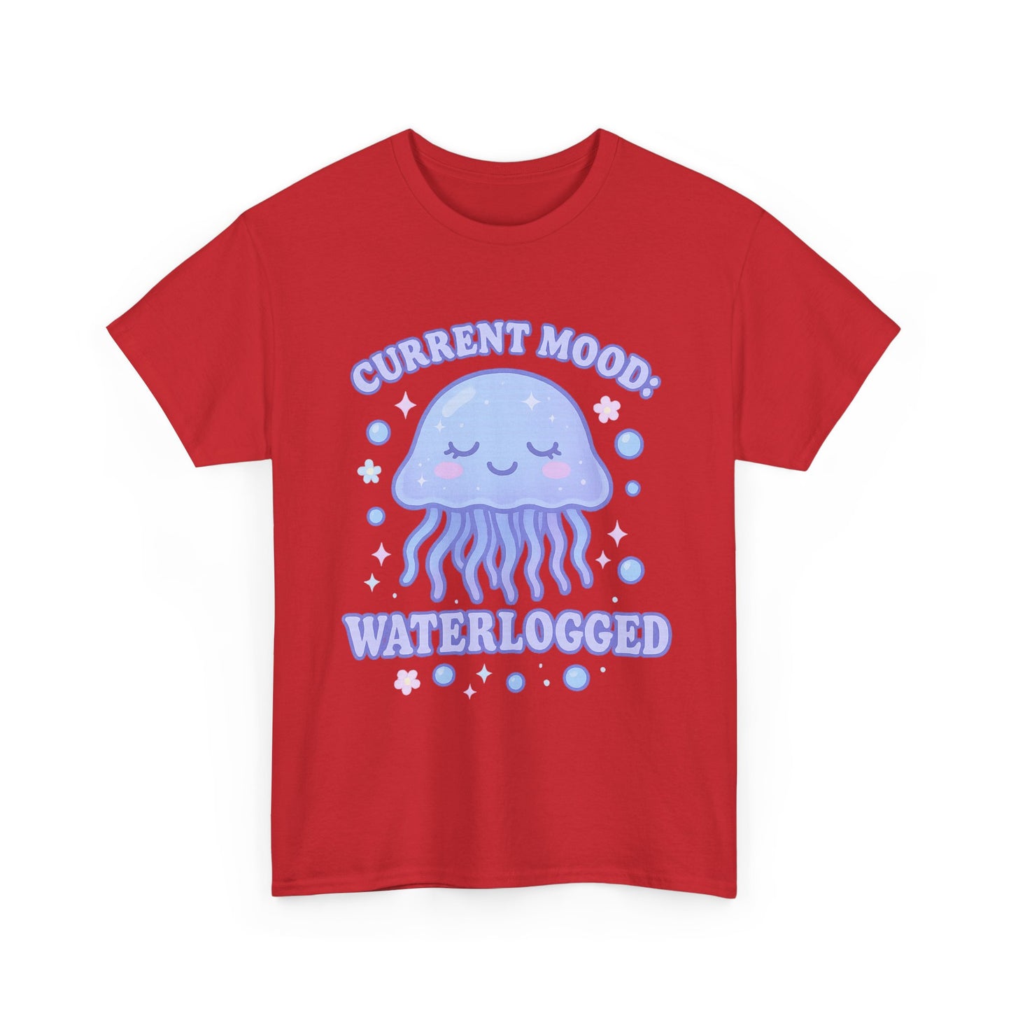 Current Mood Waterlogged Kawaii Jellyfish Pastel Bubble T-Shirt Design