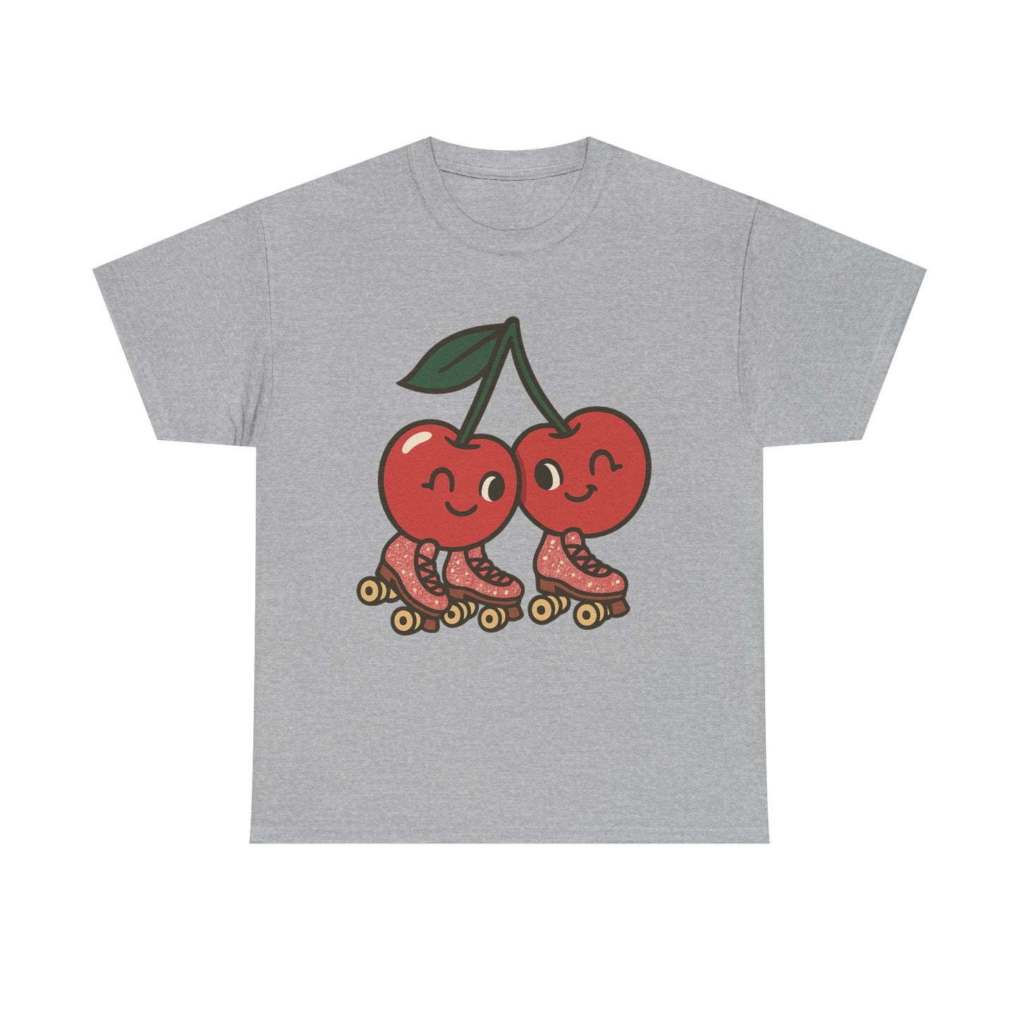 Roller Skating Cherries Italian Design Art Retro Glitter Fruit on Wheels Illustration