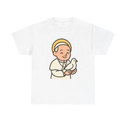 Kawaii Pope Francis with Dove Transparent Background Tribute Illustration