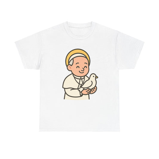 Kawaii Pope Francis with Dove Transparent Background Tribute Illustration