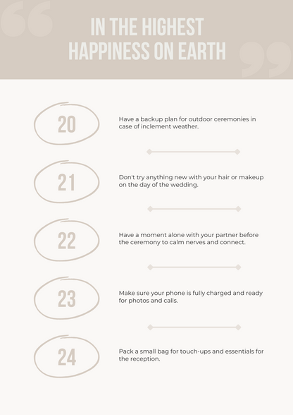 50 Essential Tips for a Stress-Free Wedding Day Canva Free Editable Template