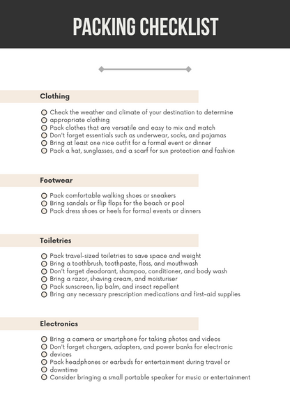 Travel Checklists Template for Easy Trip Planning