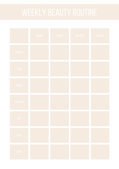 Beauty Planner Editable Canva Template for Skincare Routine