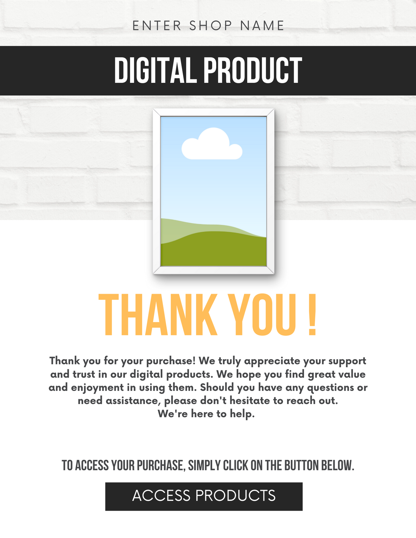 Digital Product Download Template Editable Canva Design for Businesses