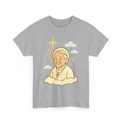 Heavenly Pope Francis in Cartoon Style | Floating Cloud Tribute Illustration