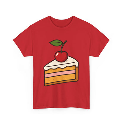 Cherry on Top Italian Design Art  Cute Cake Slice with Glossy Fruit
