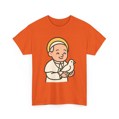 Kawaii Pope Francis with Dove Transparent Background Tribute Illustration
